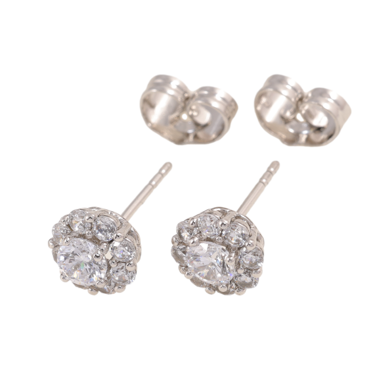 Сережки Xuping колір Родій пусети Кристальний блиск фото №6