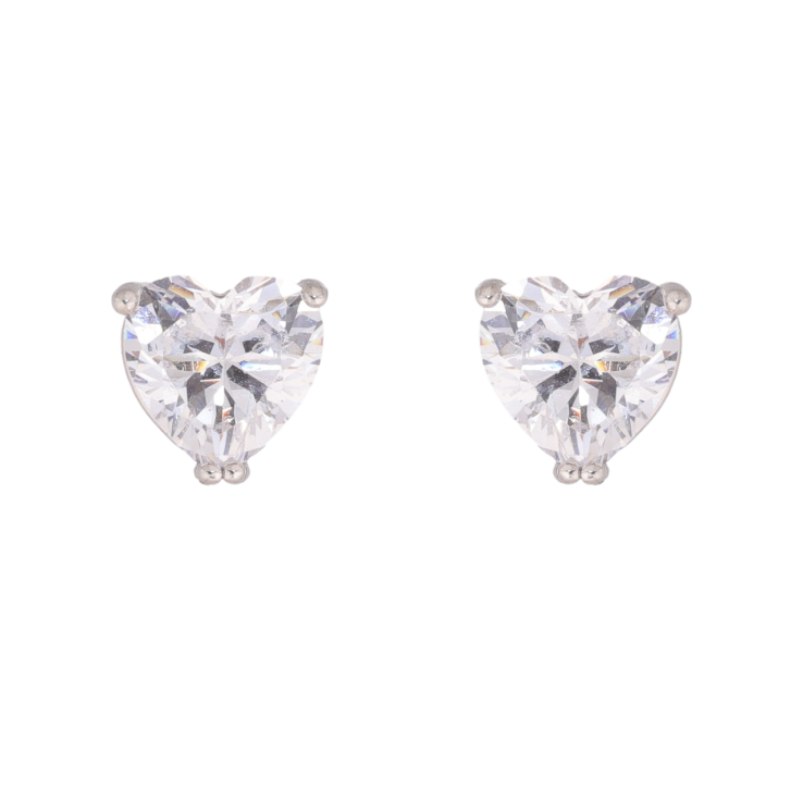 Сережки Xuping колір Родій пусети Кристальні сердечка фото №7