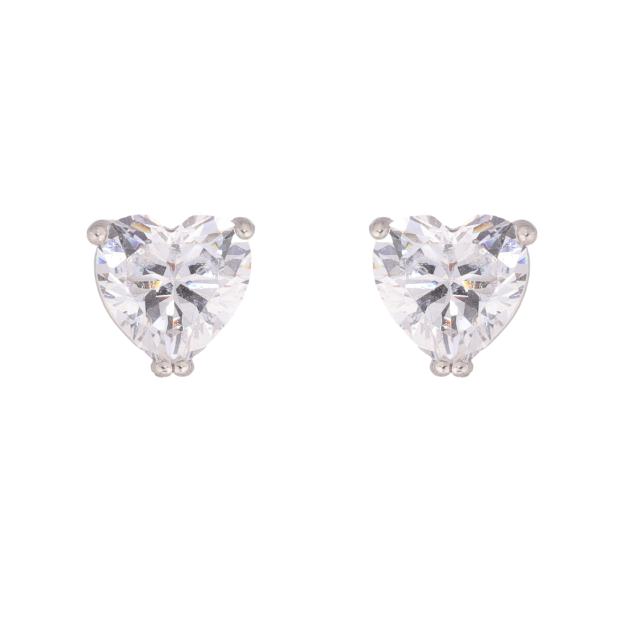 Сережки Xuping колір Родій пусети Кристальні сердечка фото №1