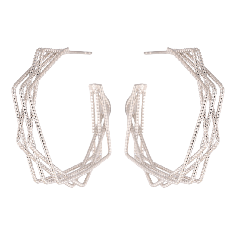 Сережки Xuping колір Родій пусети Декоративні дуги фото №1 Сережки Xuping колір Родій пусети Декоративні дуги фото №1