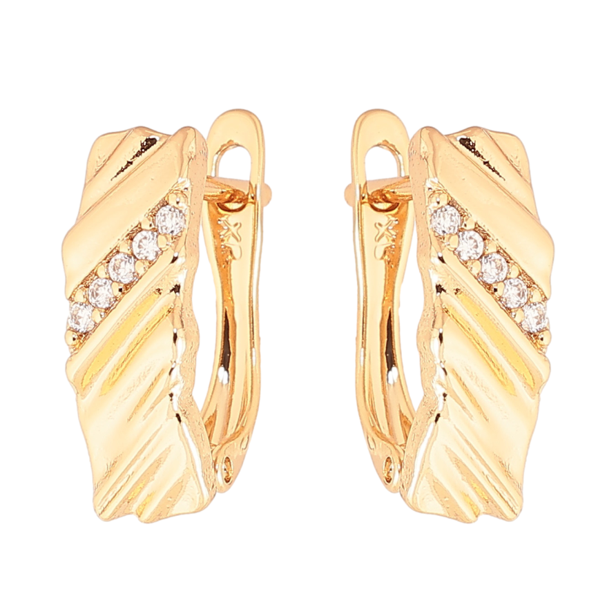 Серьги Xuping Цвет Позолота 18K английский замок Узор с дорожками кристаллов фото №1