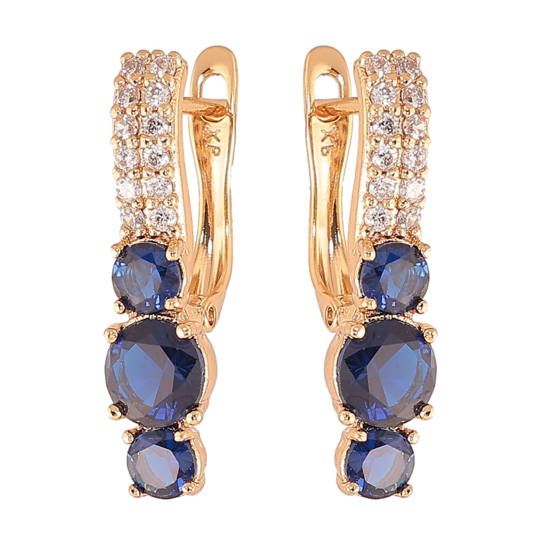 Сережки Xuping Колір Позолота 18K англійська застібка Кристальний блиск з синіми кристалами фото №1 Сережки Xuping Колір Позолота 18K англійська застібка Кристальний блиск з синіми кристалами фото №1