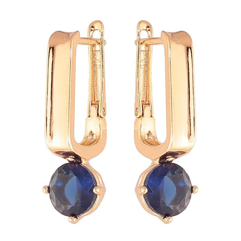 Сережки Xuping Колір Позолота 18K англійська застібка Сині кристали фото №4 Сережки Xuping Колір Позолота 18K англійська застібка Сині кристали фото №4