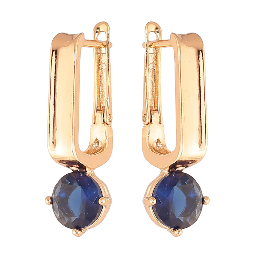 Серьги Xuping Цвет Позолота 18K английский замок Синие кристаллы фото №1 Серьги Xuping Цвет Позолота 18K английский замок Синие кристаллы фото №1