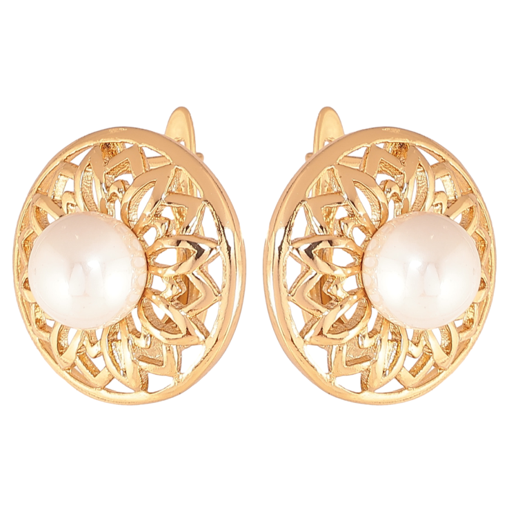 Серьги Xuping Цвет Позолота 18K английский замок Цветочки с жемчужинами фото №22 Серьги Xuping Цвет Позолота 18K английский замок Цветочки с жемчужинами фото №22