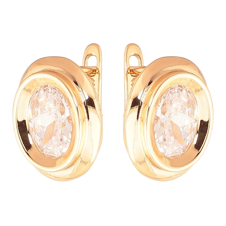 Серьги Xuping Цвет Позолота 18K английский замок Овалы с кристаллами фото №10