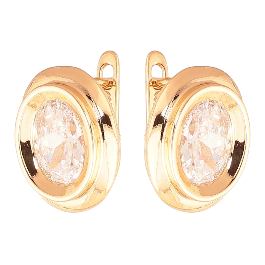 Серьги Xuping Цвет Позолота 18K английский замок Овалы с кристаллами фото №1