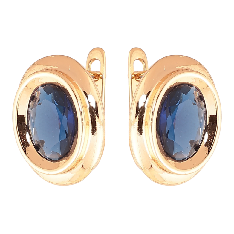 Серьги Xuping Цвет Позолота 18K английский замок Овалы с синими кристаллами фото №1 Серьги Xuping Цвет Позолота 18K английский замок Овалы с синими кристаллами фото №1
