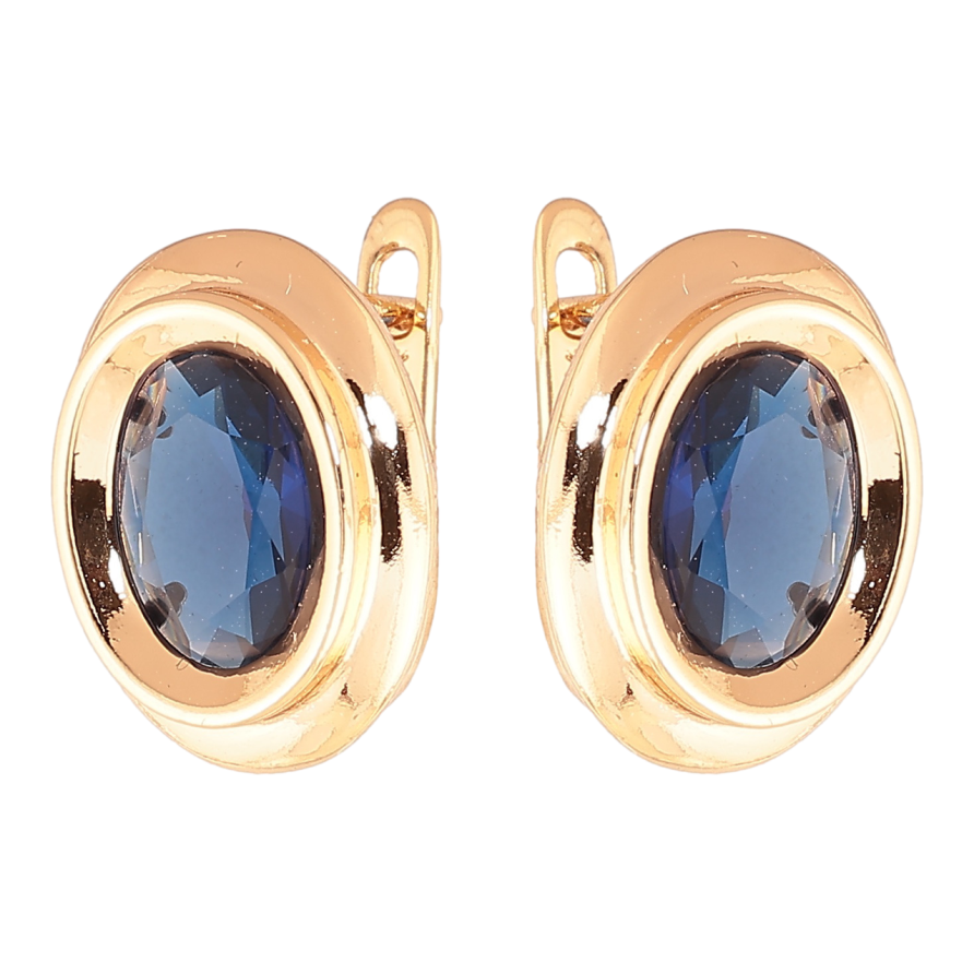 Сережки Xuping Колір Позолота 18K англійська застібка Овали з синіми кристалами фото №1 Сережки Xuping Колір Позолота 18K англійська застібка Овали з синіми кристалами фото №1
