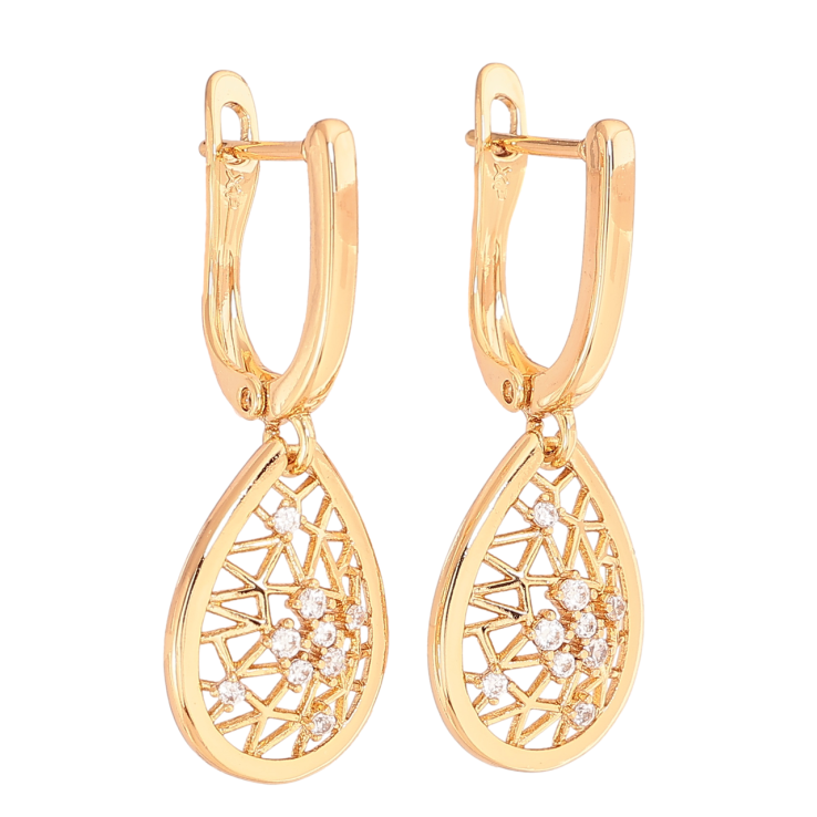 Серьги Xuping Цвет Позолота 18K английский замок Каплевидные подвески с кристаллами фото №6 Серьги Xuping Цвет Позолота 18K английский замок Каплевидные подвески с кристаллами фото №6