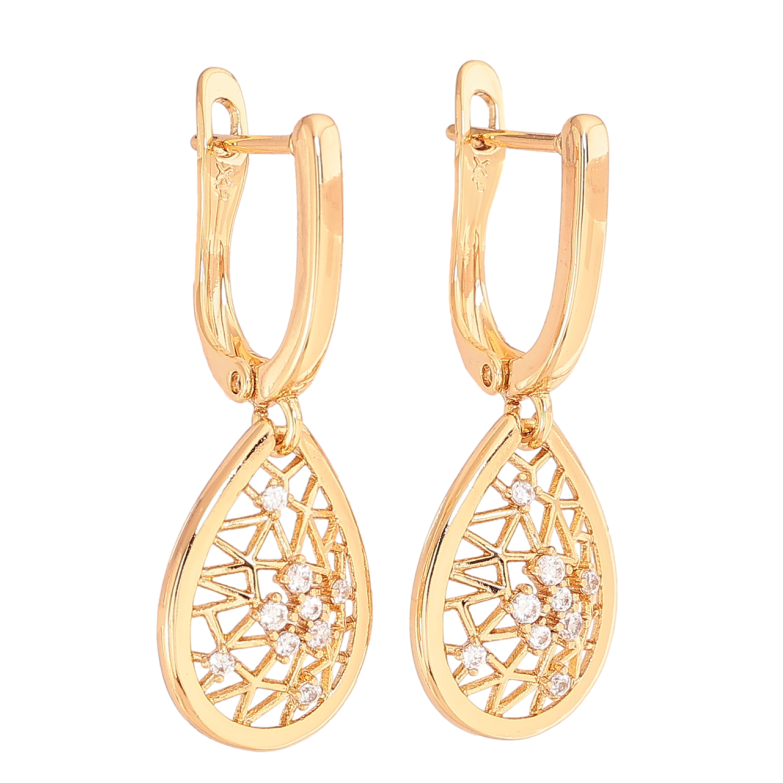 Сережки Xuping Колір Позолота 18K англійська застібка Краплеподібні підвіски з кристалами фото №1