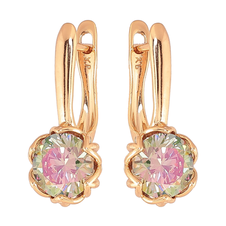 Сережки Xuping Колір Позолота 18K англійська застібка Бутони з кристалами хамелеон фото №4