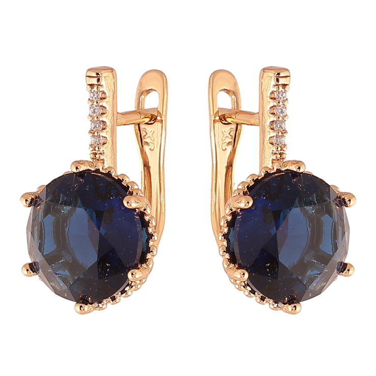 Серьги Xuping Цвет Позолота 18K английский замок Синие кристаллы фото №5