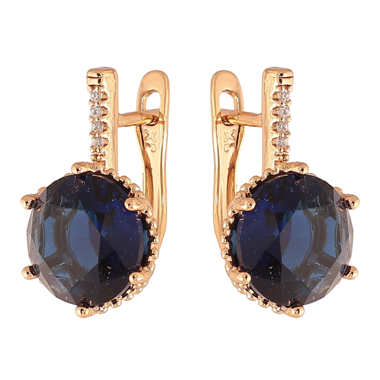 Серьги Xuping Цвет Позолота 18K английский замок Синие кристаллы фото №1