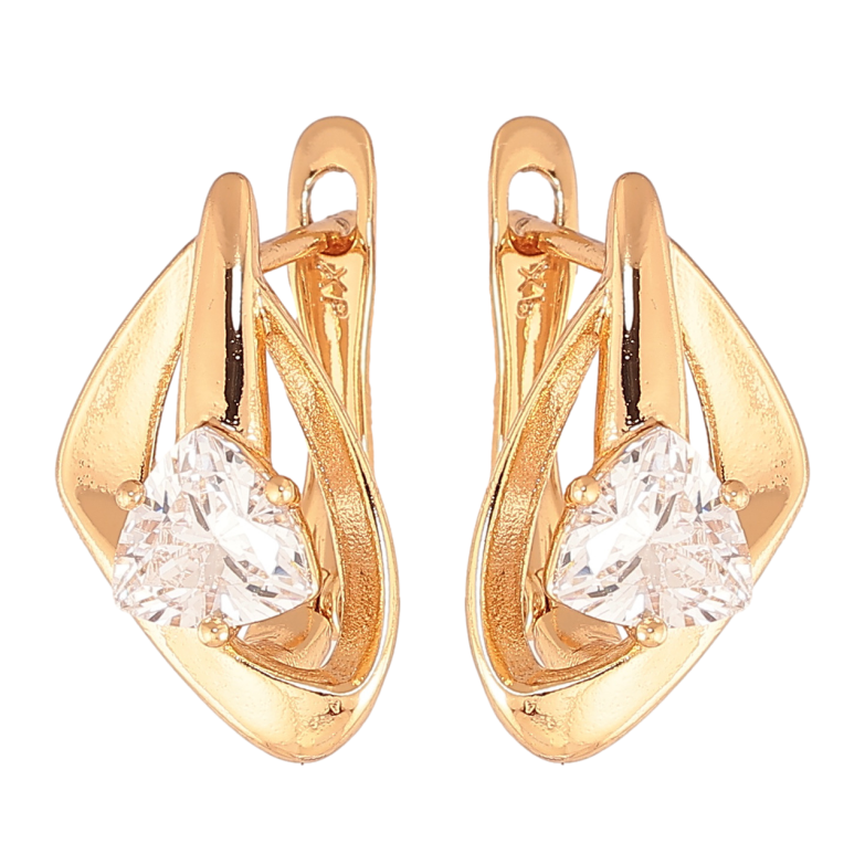 Серьги Xuping Цвет Позолота 18K английский замок Узор с треугольными кристаллами фото №1