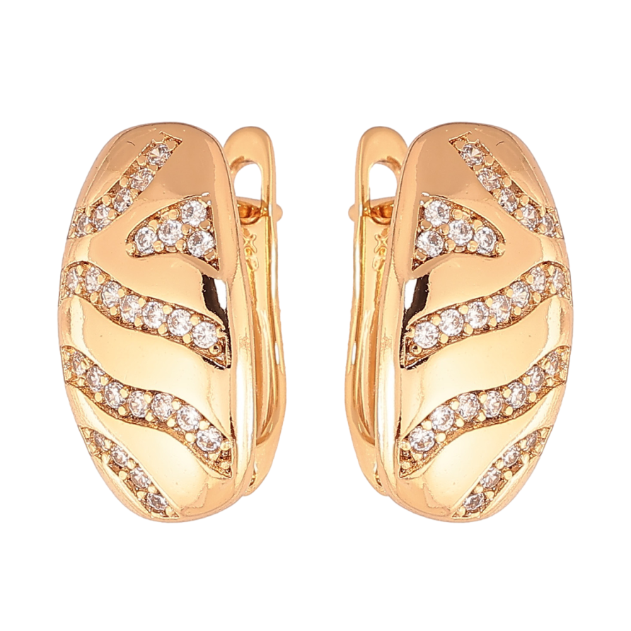 Сережки Xuping Колір Позолота 18K англійська застібка Візерунок кристалами фото №1