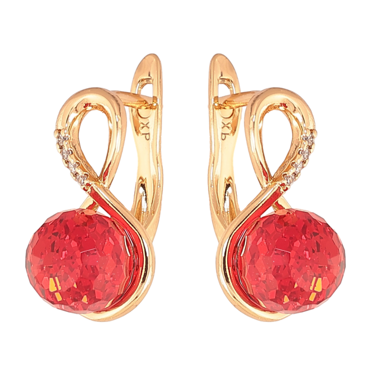 Сережки Xuping Колір Позолота 18K англійська застібка Вісімки з червоними кристалами фото №22