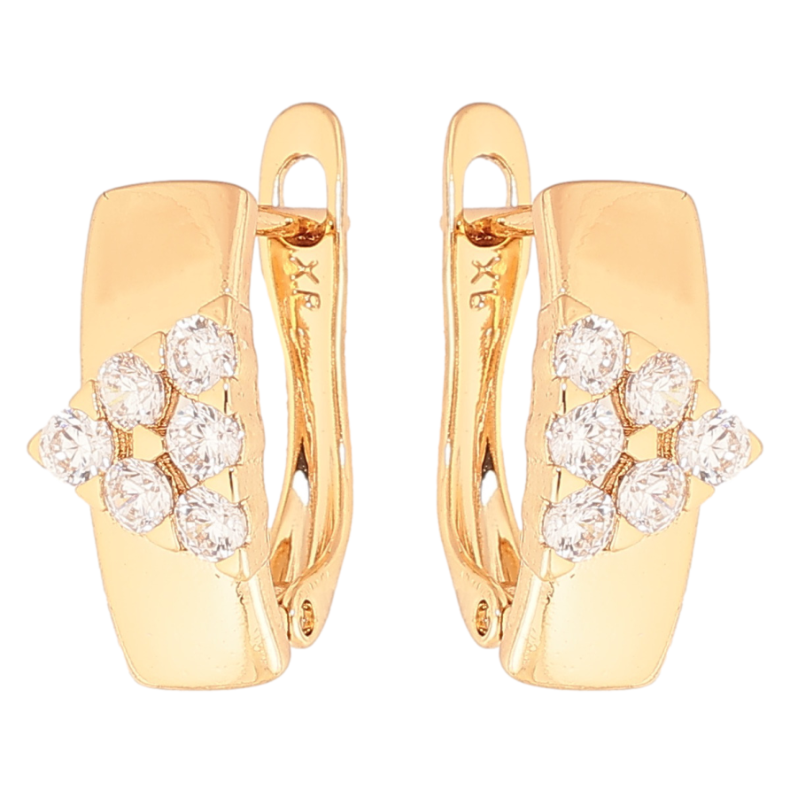 Серьги Xuping Цвет Позолота 18K английский замок Узор с кристаллами фото №1 Серьги Xuping Цвет Позолота 18K английский замок Узор с кристаллами фото №1