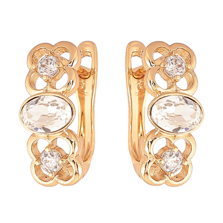Серьги Xuping Цвет Позолота 18K английский замок Цветочный узор с кристаллами фото №6