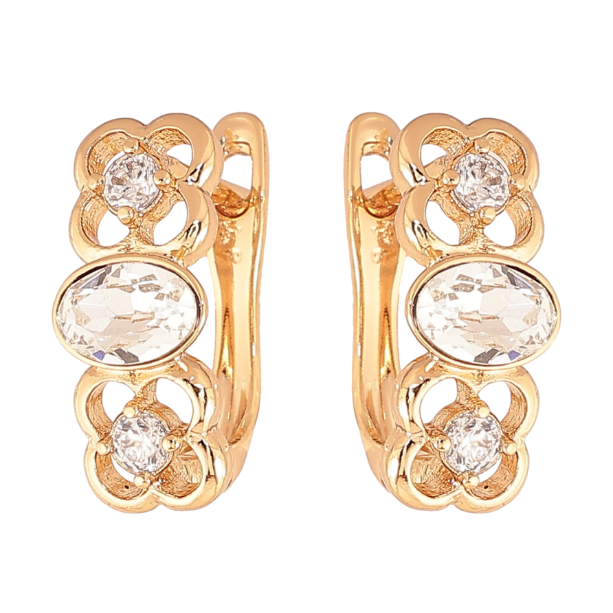 Серьги Xuping Цвет Позолота 18K английский замок Цветочный узор с кристаллами фото №1