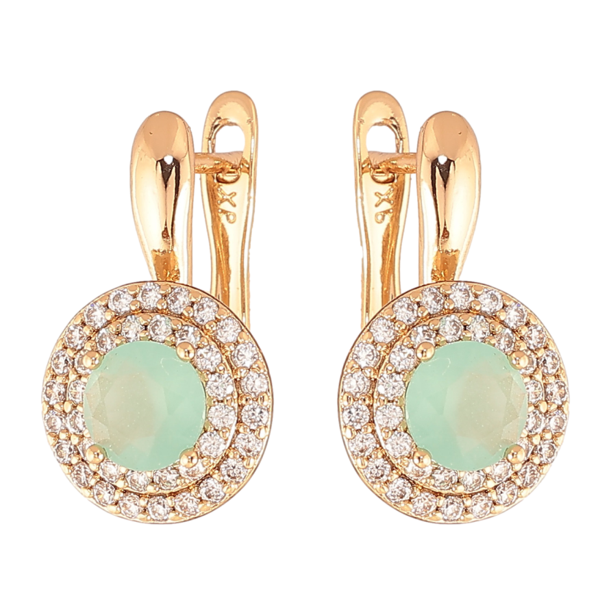Сережки Xuping Колір Позолота 18K англійська застібка Ментолові кристали в обрамленні фото №1