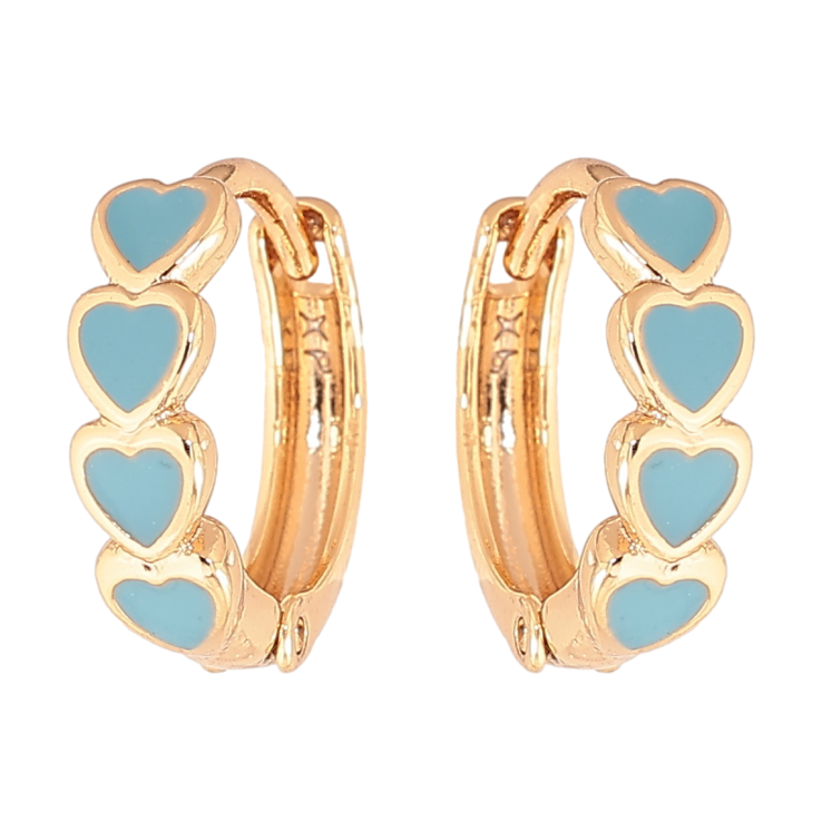 Серьги Xuping Цвет Позолота 18K колечки Сердечки с голубой эмалью фото №17 Серьги Xuping Цвет Позолота 18K колечки Сердечки с голубой эмалью фото №17