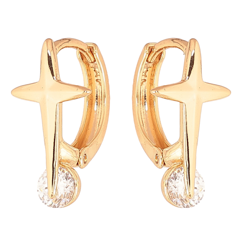 Серьги Xuping Цвет Позолота 18K колечки Звезды с кристаллами фото №1 Серьги Xuping Цвет Позолота 18K колечки Звезды с кристаллами фото №1
