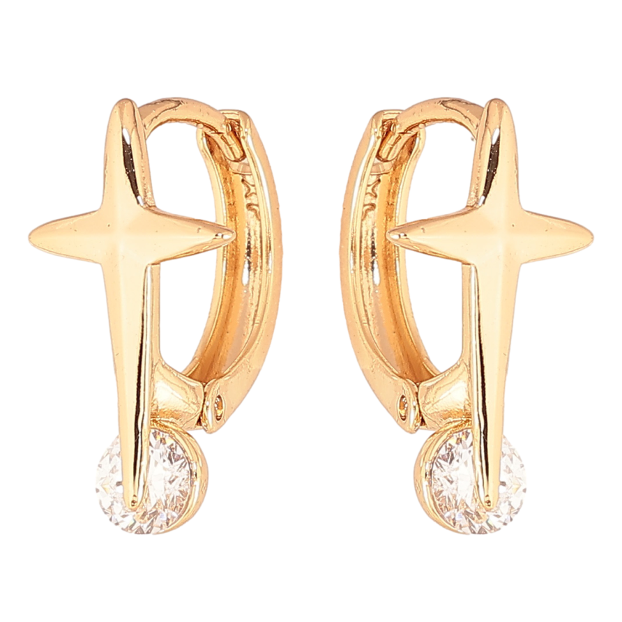 Серьги Xuping Цвет Позолота 18K колечки Звезды с кристаллами фото №1