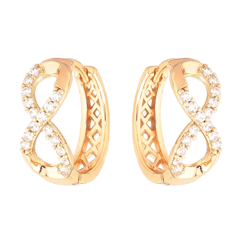 Сережки Xuping Колір Позолота 18K колечка Вісімки з кристалами фото №2 Сережки Xuping Колір Позолота 18K колечка Вісімки з кристалами фото №2