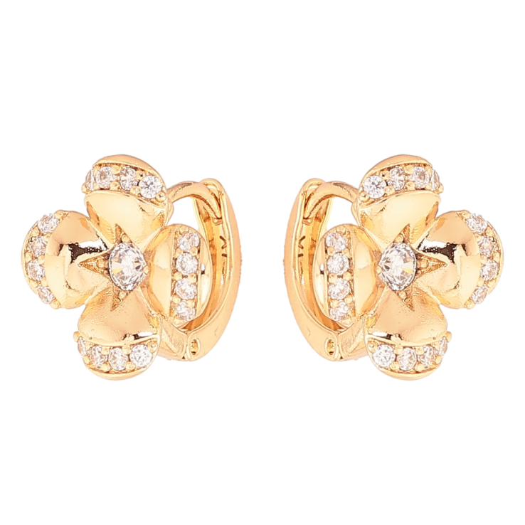 Серьги Xuping Цвет Позолота 18K колечки Цветочки из кристаллов фото №12 Серьги Xuping Цвет Позолота 18K колечки Цветочки из кристаллов фото №12