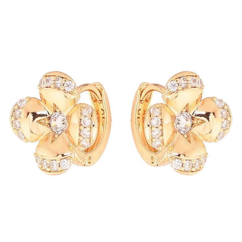 Серьги Xuping Цвет Позолота 18K колечки Цветочки из кристаллов фото №1