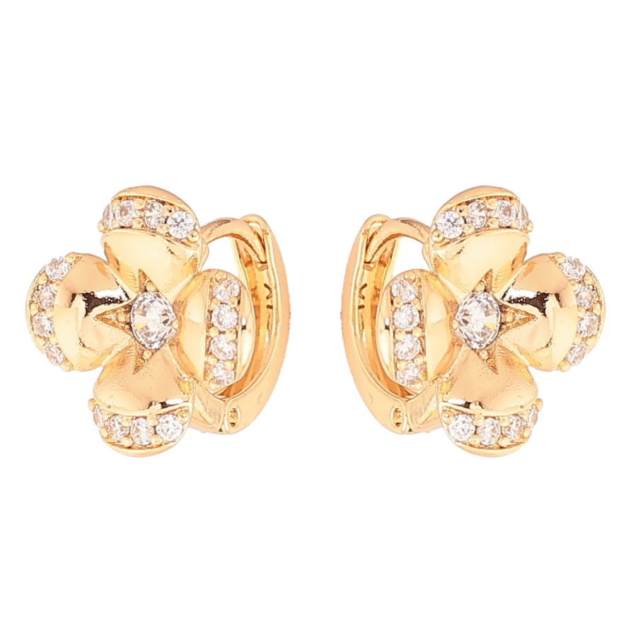 Серьги Xuping Цвет Позолота 18K колечки Цветочки из кристаллов фото №1 Серьги Xuping Цвет Позолота 18K колечки Цветочки из кристаллов фото №1