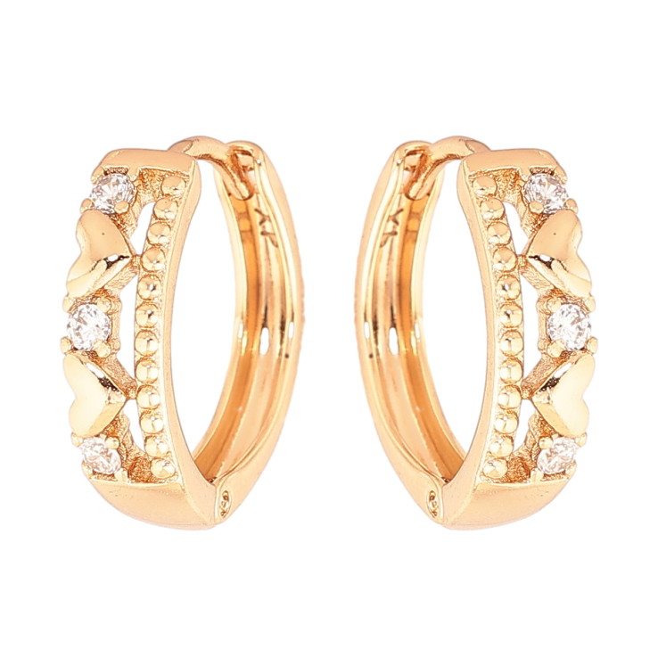 Сережки Xuping Колір Позолота 18K колечка Візерунок сердечка з кристалами фото №19