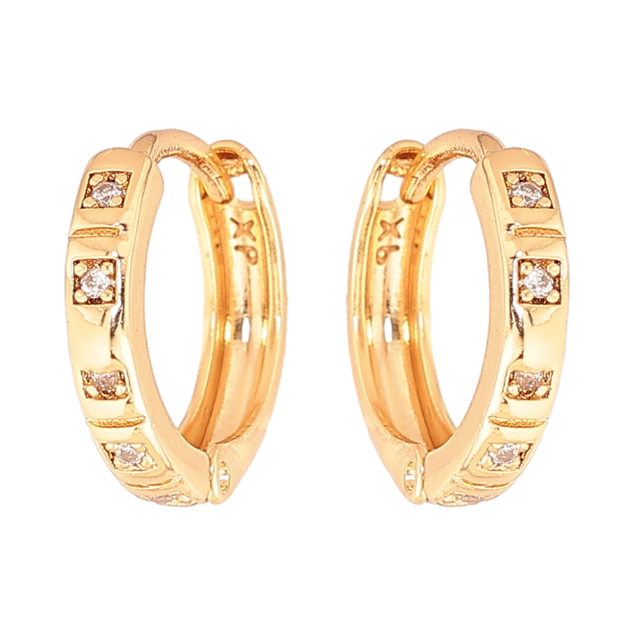 Сережки Xuping Колір Позолота 18K колечка Візерунок з кристалами фото №1