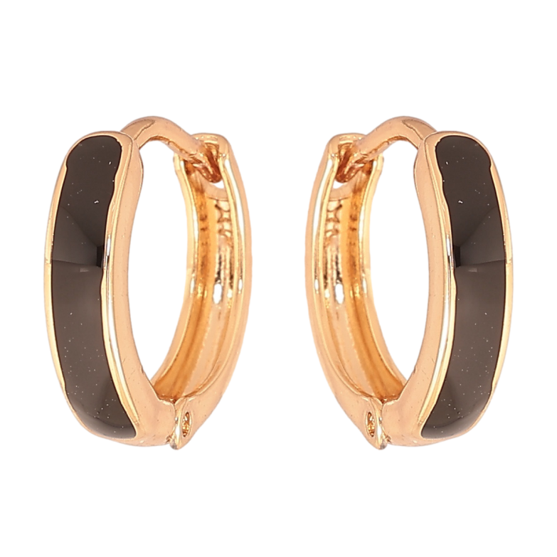 Серьги Xuping Цвет Позолота 18K колечки Черная эмаль ø 14мм фото №1
