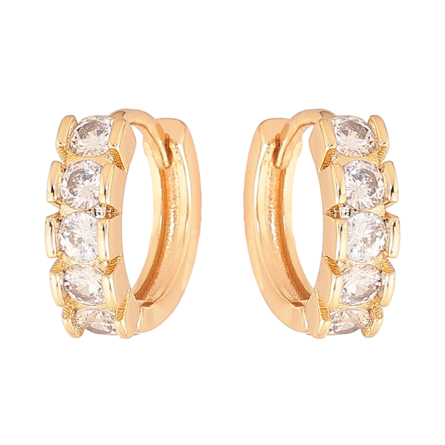 Сережки Xuping Колір Позолота 18K колечка Доріжки кристалів фото №1