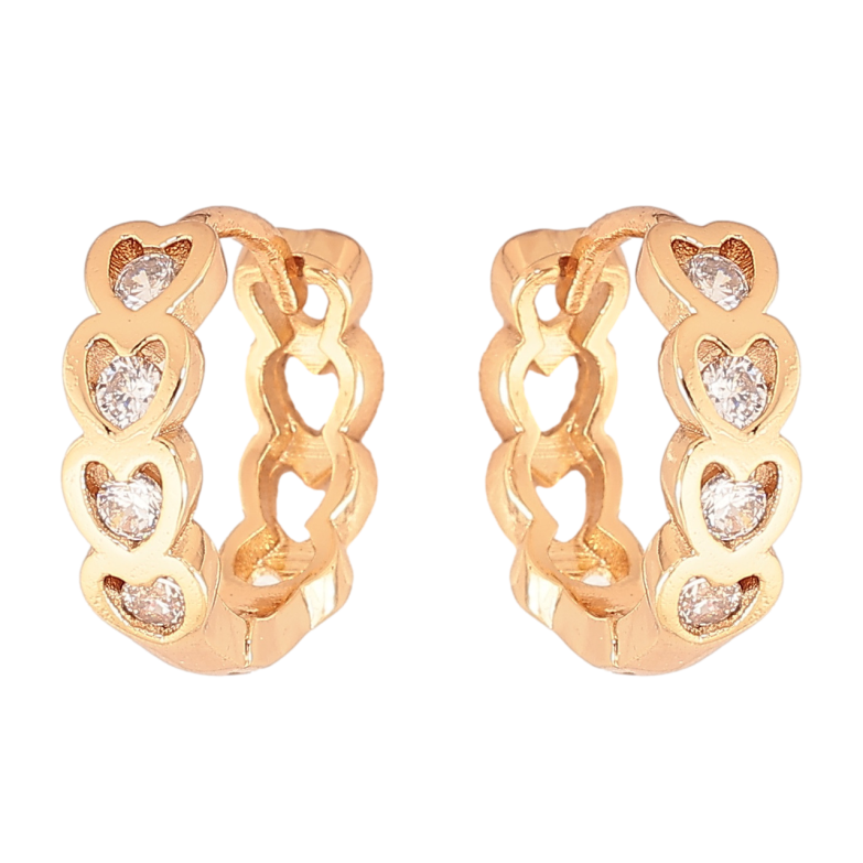 Сережки Xuping Колір Позолота 18K колечка Сердечка з кристалами фото №1 Сережки Xuping Колір Позолота 18K колечка Сердечка з кристалами фото №1