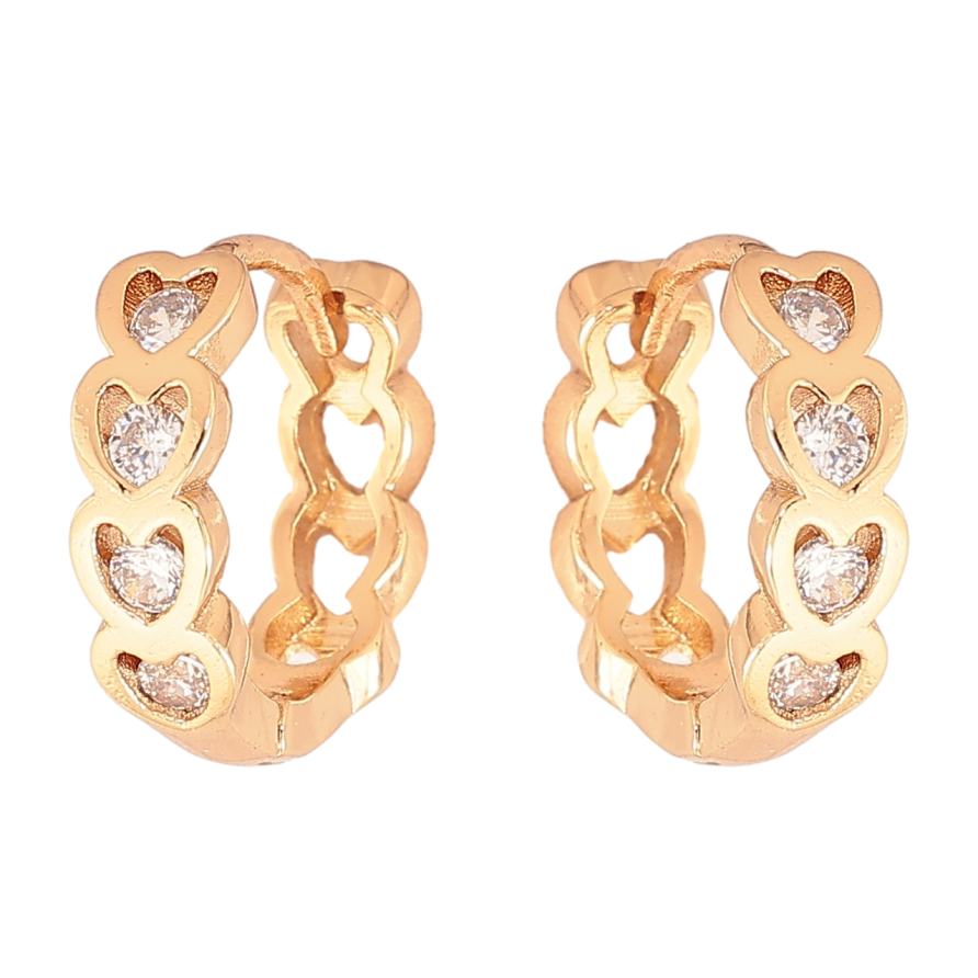 Серьги Xuping Цвет Позолота 18K колечки Сердечки с кристаллами фото №1