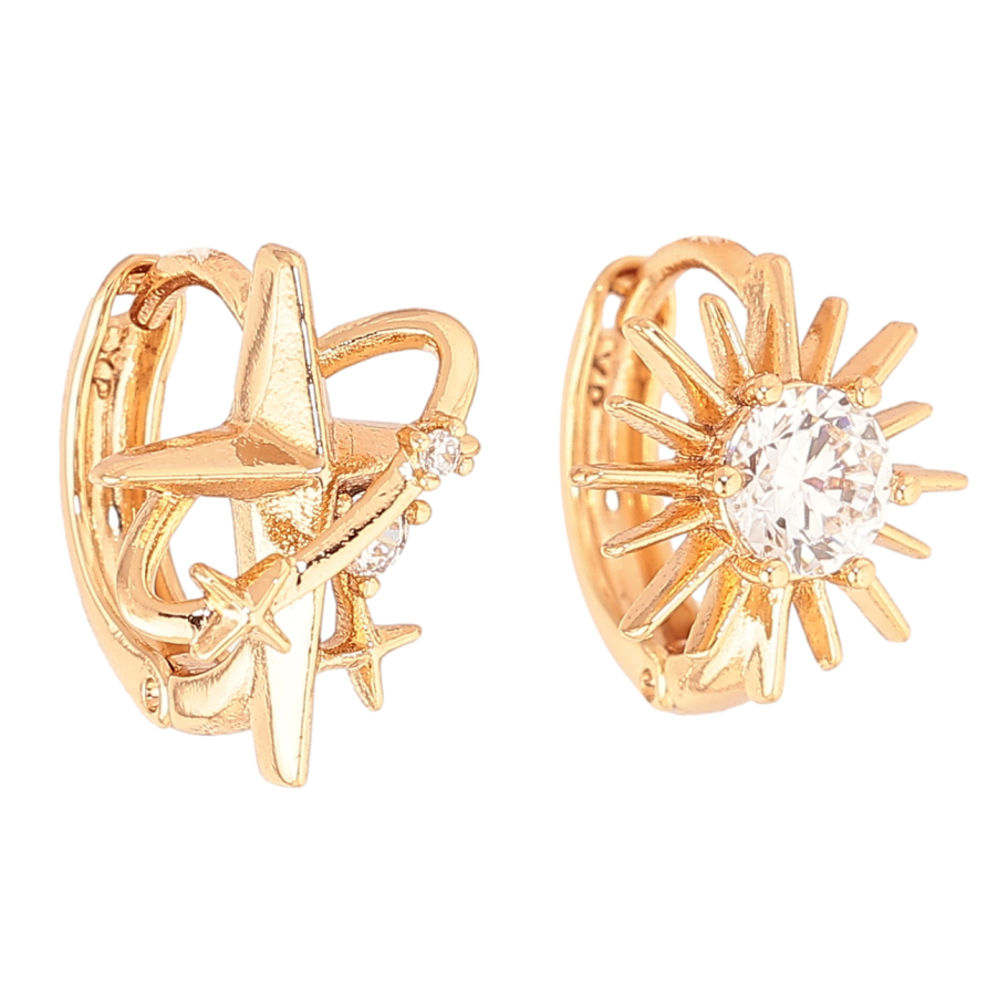 Сережки Xuping Колір Позолота 18K колечка Зірки та сонце фото №1
