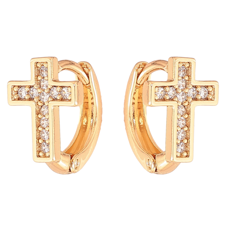 Сережки Xuping Колір Позолота 18K колечка Хрестики з кристалами фото №4