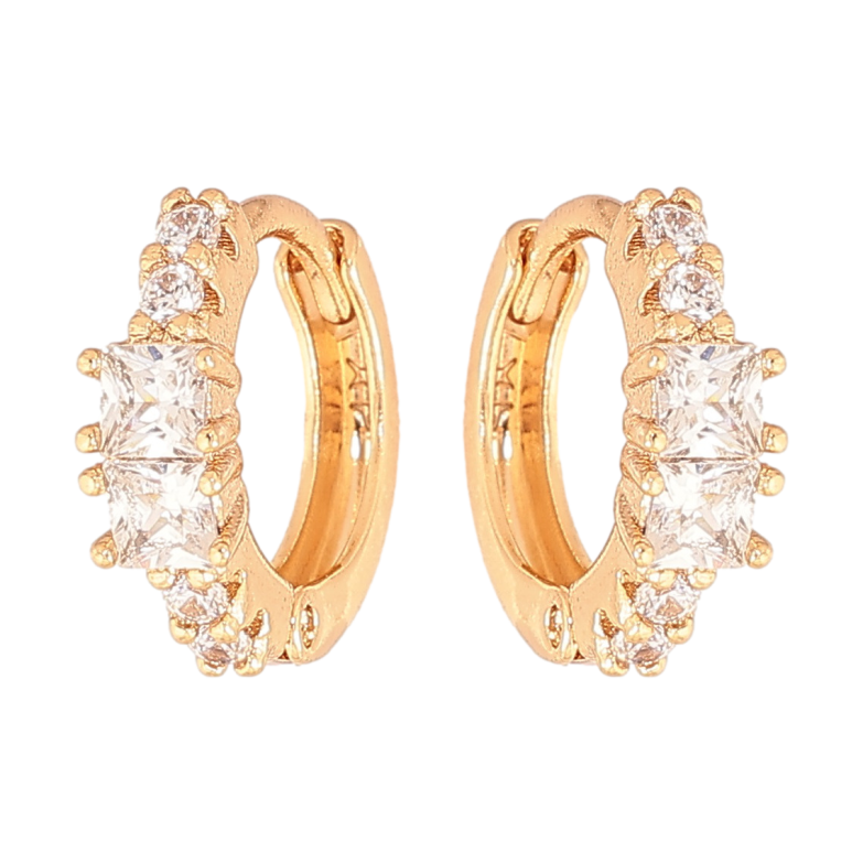 Сережки Xuping Колір Позолота 18K колечка Доріжки кристалів фото №1 Сережки Xuping Колір Позолота 18K колечка Доріжки кристалів фото №1