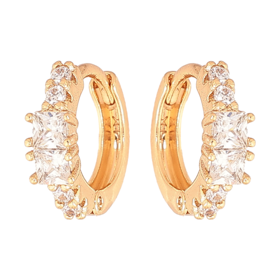 Серьги Xuping Цвет Позолота 18K колечки Дорожки кристаллов фото №1 Серьги Xuping Цвет Позолота 18K колечки Дорожки кристаллов фото №1