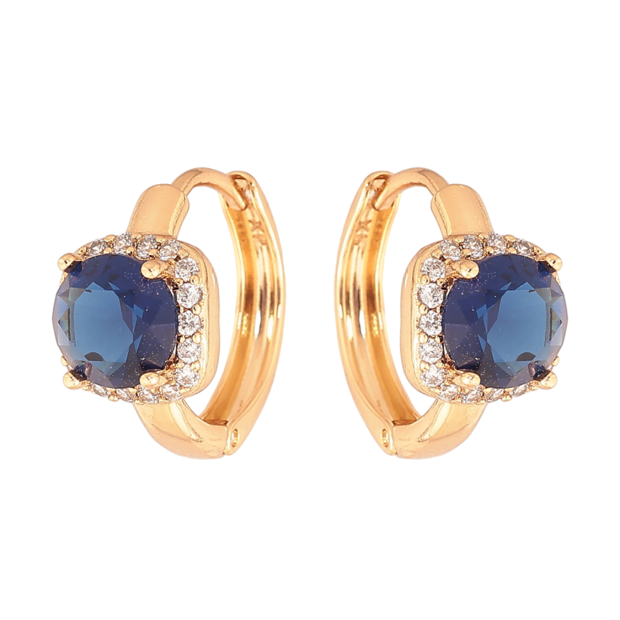 Серьги Xuping Цвет Позолота 18K колечки Синие кристаллы в обрамлении фото №1 Серьги Xuping Цвет Позолота 18K колечки Синие кристаллы в обрамлении фото №1