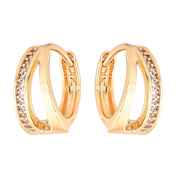 Сережки Xuping Колір Позолота 18K колечка Візерунок з доріжками кристалів фото №11