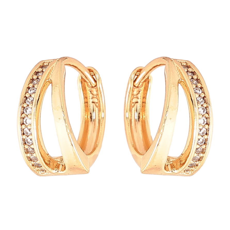 Сережки Xuping Колір Позолота 18K колечка Візерунок з доріжками кристалів фото №1