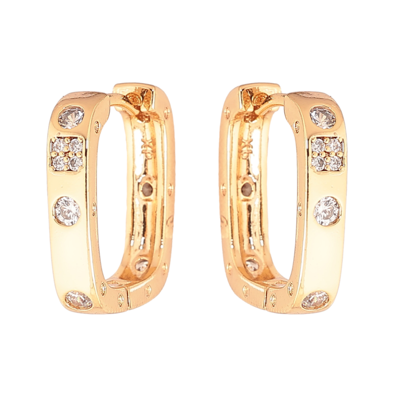 Серьги Xuping Цвет Позолота 18K колечки Двусторонние с узором кристаллами фото №1