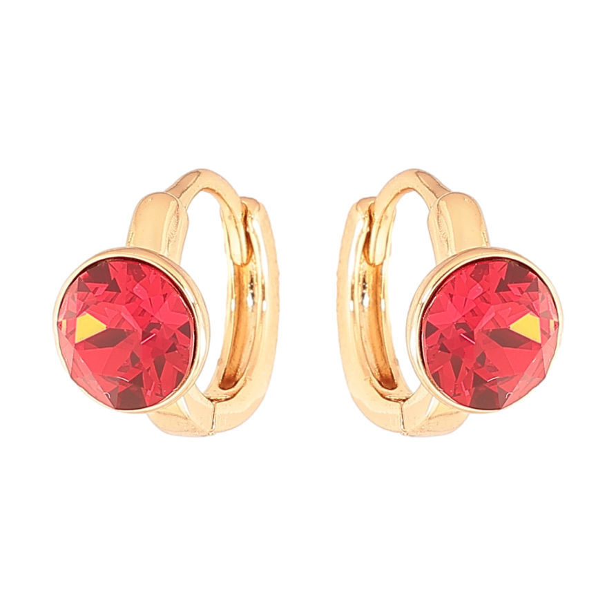 Серьги Xuping Цвет Позолота 18K колечки Красные кристаллы фото №1 Серьги Xuping Цвет Позолота 18K колечки Красные кристаллы фото №1