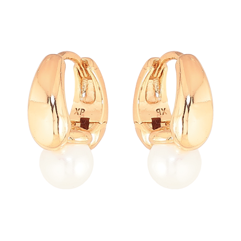 Сережки Xuping Колір Позолота 18K колечка Візерунок з перлинами фото №1 Сережки Xuping Колір Позолота 18K колечка Візерунок з перлинами фото №1