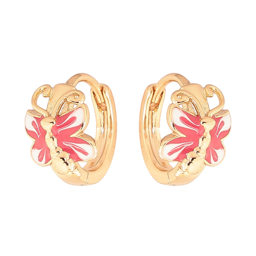 Серьги Xuping Цвет Позолота 18K колечки Бабочки с эмалью фото №1