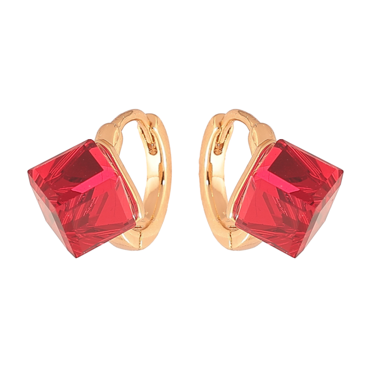 Серьги Xuping Цвет Позолота 18K колечки Красные кристальные кубики фото №19 Серьги Xuping Цвет Позолота 18K колечки Красные кристальные кубики фото №19